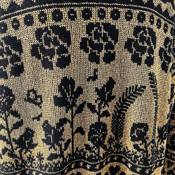 Vintage Maurada Gold & Black Metallic Shimmery Long Cardigan Sweater - XL - Picture 9 of 12